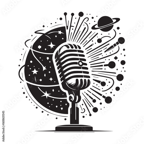 microphone   vector silhouette  Graphic white background design 