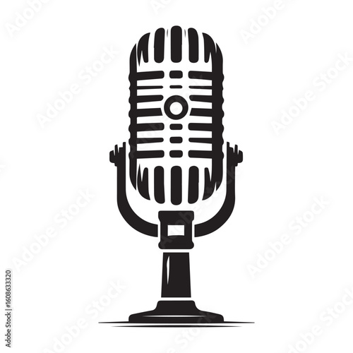 microphone   vector silhouette  Graphic white background design 