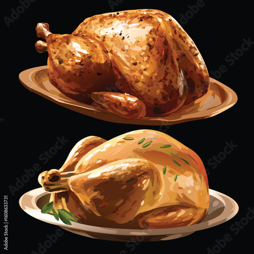 chicken grill vector illustration roasted 