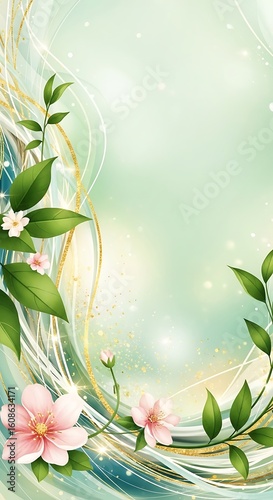 Delicate floral background with soft hues and elegant swirling design elements