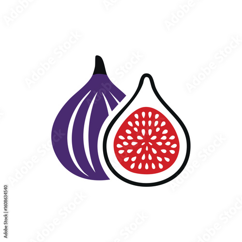 Fig Fruit Icon Logo with Minimalist Colors - AI Generated