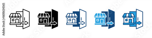 Market Entry Strategy icon set multiple style collection