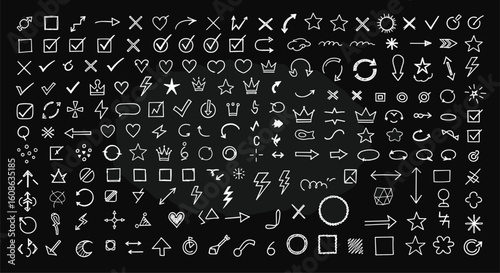 A collection of pixelated graphic user interface icons for digital applications