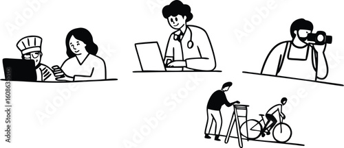 Diverse people engaged in various professions and activities