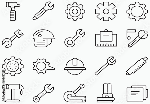 Tools and equipment icons wrench spanner