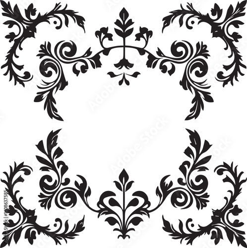 Vintage corner frame black and white vector 