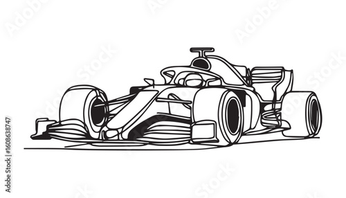 Continuous one single minimal line drawing formula 1 racing car