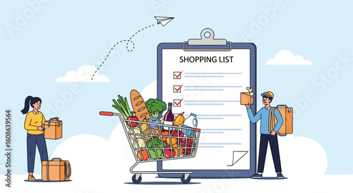 Grocery shopping list and delivery service for fresh produce and household essentials
