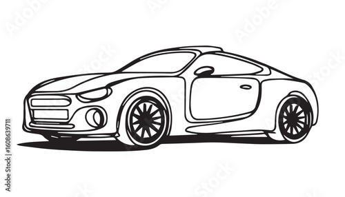 Continuous one single minimal line drawing roadster car