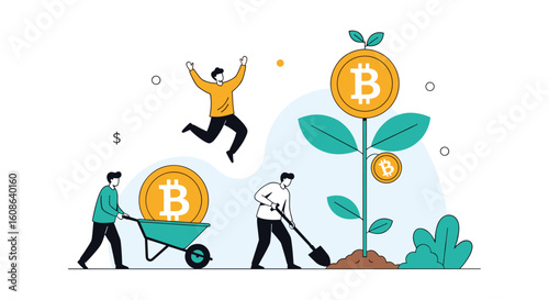 Digital currency growth through investment and farming with cryptocurrency