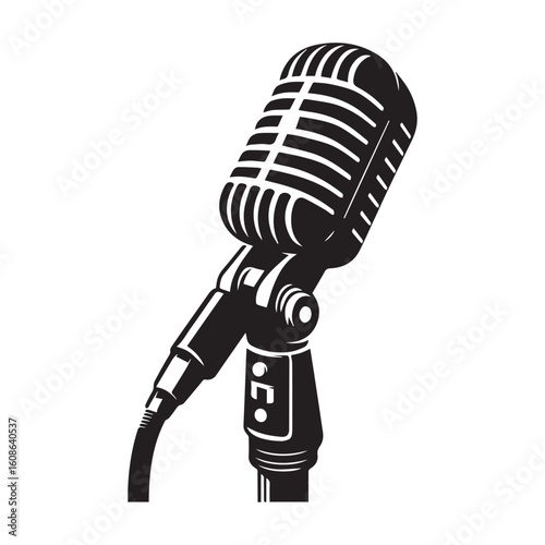 microphone   vector silhouette  Graphic white background design 