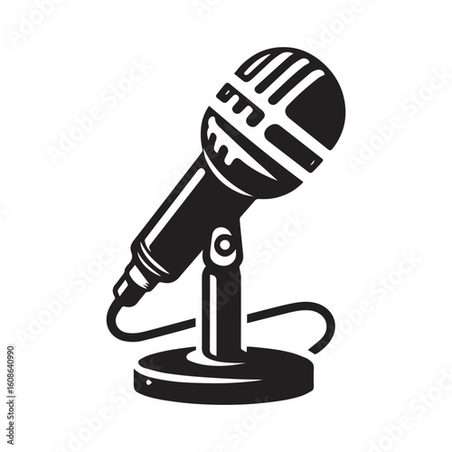 microphone   vector silhouette  Graphic white background design 