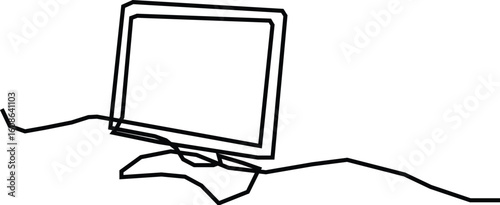 TV, monitor continuous line drawing. One line art of home appliance, LSD screen, smart tv, television, entertainment, home theater.