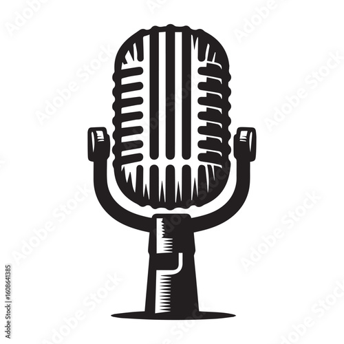 microphone   vector silhouette  Graphic white background design 