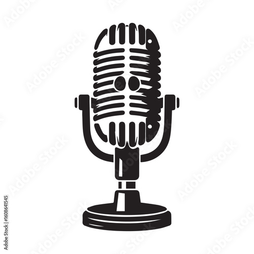 microphone   vector silhouette  Graphic white background design 