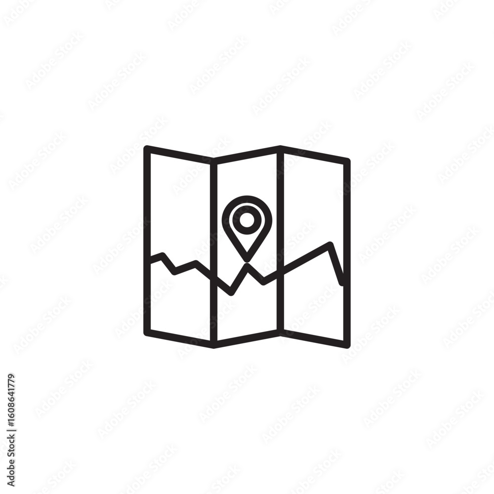 An icon depicting a folded map with a location pin centered on it, suggesting navigation or a point of interest. An icon depicting a folded map with a location pin centered on it, suggesting navigation or a point of interest.