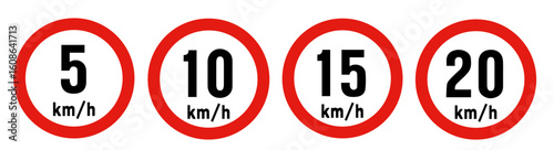 5,10,15,20kmh Speed Limit vector icon