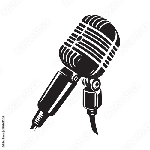 microphone   vector silhouette  Graphic white background design 