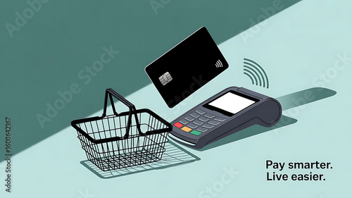 Contactless payment,  cashless credit card payment pos terminal nfc service. Inflation as goods price increase concept in the world or means of digital transformation, created with generative ai