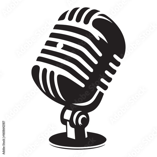 microphone   vector silhouette  Graphic white background design 