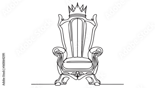Continuous one single minimal line drawing throne chair