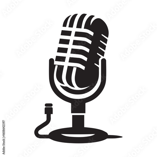 microphone   vector silhouette  Graphic white background design 