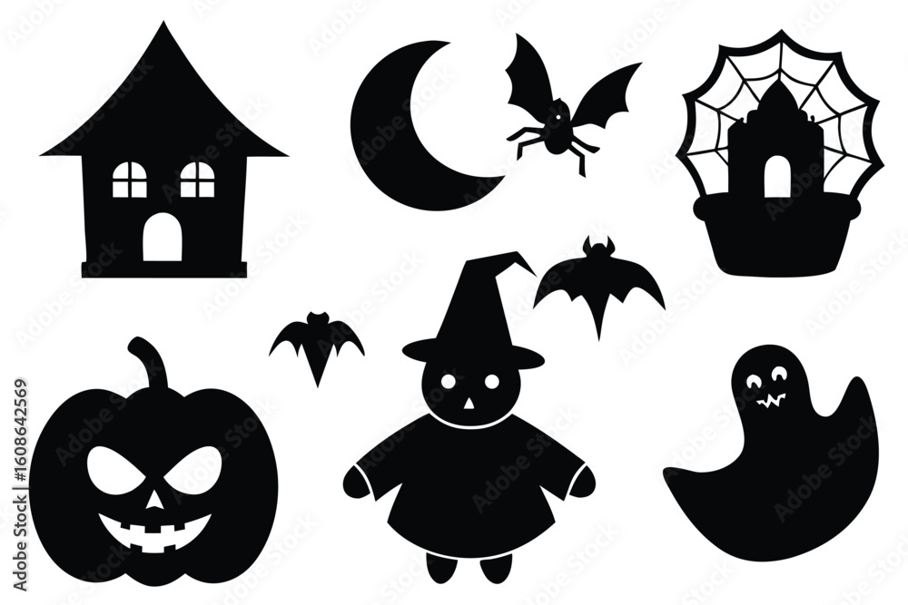 Fototapeta premium vector-illustration-set-of-classic-halloween-icons.eps