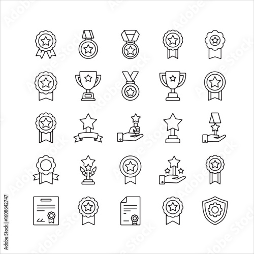 Modern line art prize ribbon badges