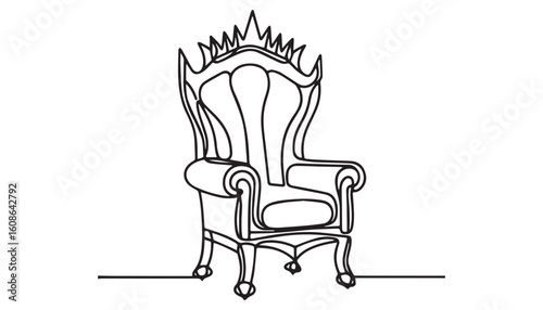 Continuous one single minimal line drawing throne chair