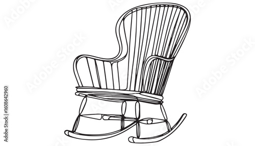 Continuous one single minimal line drawing rocking chair