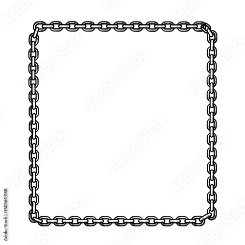 Square frame created from a black metal chain link silhouette