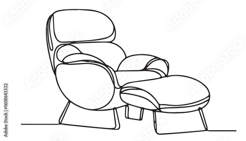 Continuous one single minimal line drawing emaes chair