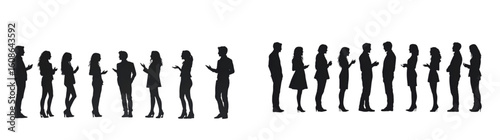 entourage silhouettes of peoples chatting excitedly isolated on a transparent background