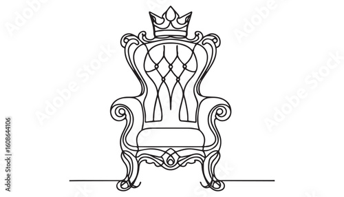 Continuous one single minimal line drawing throne chair