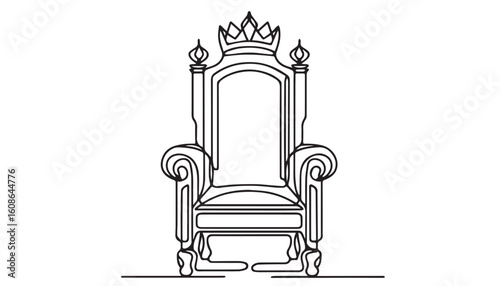 Continuous one single minimal line drawing throne chair