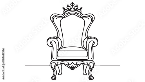 Continuous one single minimal line drawing throne chair
