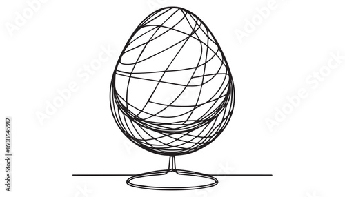 Continuous one single minimal line drawing egg chair
