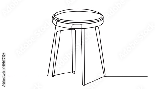 Continuous one single minimal line drawing stool chair