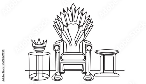 Continuous one single minimal line drawing throne chair