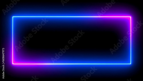 Glowing neon rectangle frame on black background