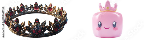Cartoon crown in the , 3d rendering isolated on a transparent background