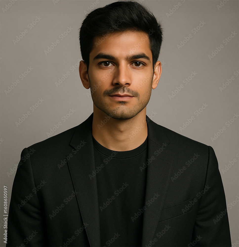Obraz premium Portrait of young man, confident young man, plain background, professional lighting