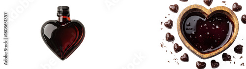 chocolate syrup in Heart shaped isolated on a transparent background