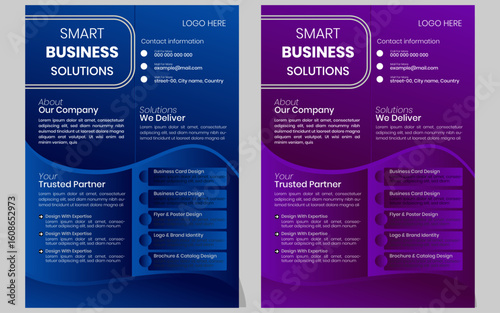 Business Solutions Flyer: A stylish and professional flyer showcasing the essence of smart business solutions,
