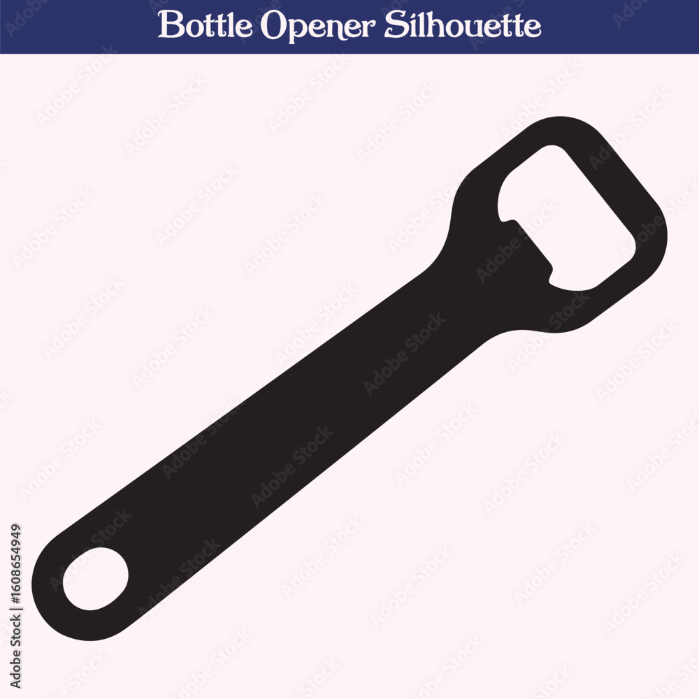 Silhouette of Bottle Opener Isolated on White Background Silhouette of Bottle Opener Isolated on White Background