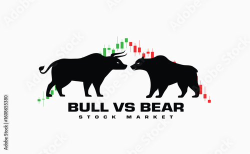 stock market bull vs bear volatility trade background