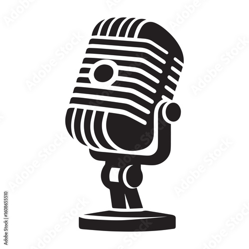 microphone   vector silhouette  Graphic white background design 