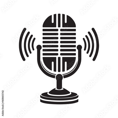 microphone   vector silhouette  Graphic white background design 