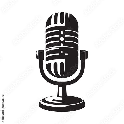 microphone   vector silhouette  Graphic white background design 