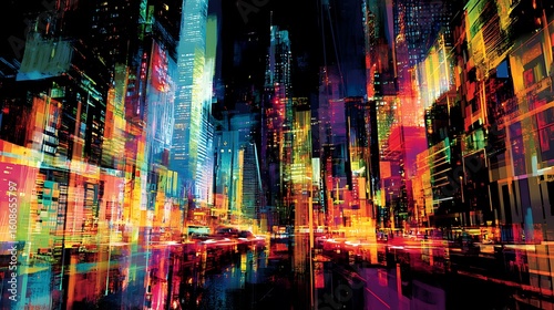 vibrant metropolis with kaleidoscope of city lights for urban exploration night ambience visual spectacle architectural rhythm and modern city life expression concept.